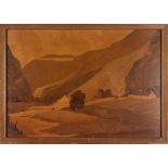 A H McIntosh & Co Kircaldy - inlaid wood panel 50cm x 71cm