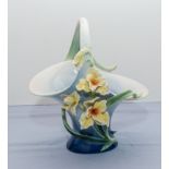 Franz porcelain basket with applied daffodils