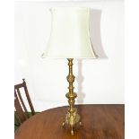 Large ornate vintage brass lamp 65cm and shade