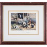 David Shepherd framed print 'Eggs Sixpence a Dozen' signed in pencil 43cm x 40cm