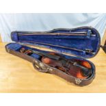 Stainer violin in leather case with two bows