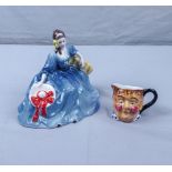 Doulton Figure 'Elyse' together with small Toby jug