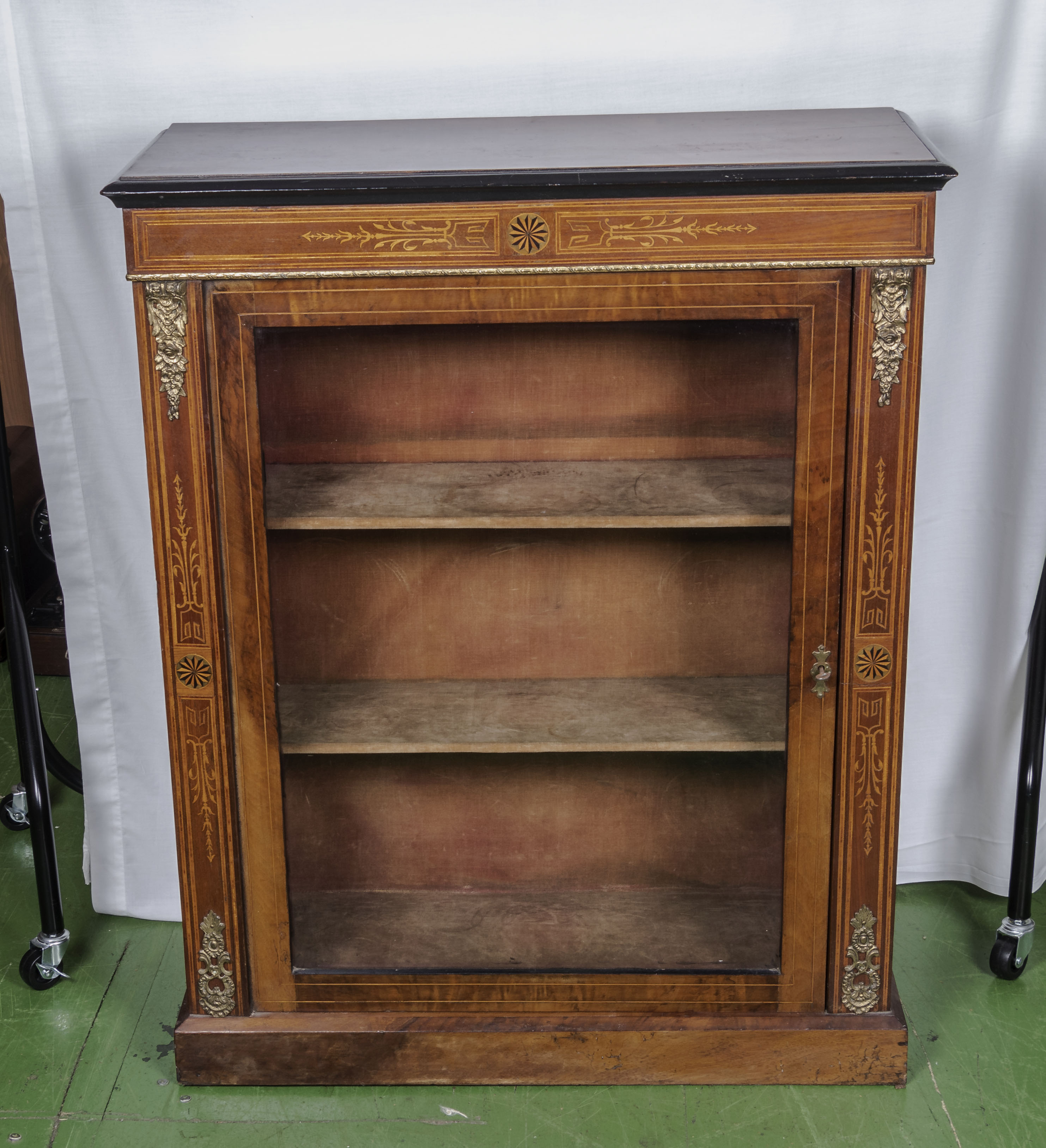 Victorian inlaid walnut and mahogany pier cabinet 30" x 38" x 21"