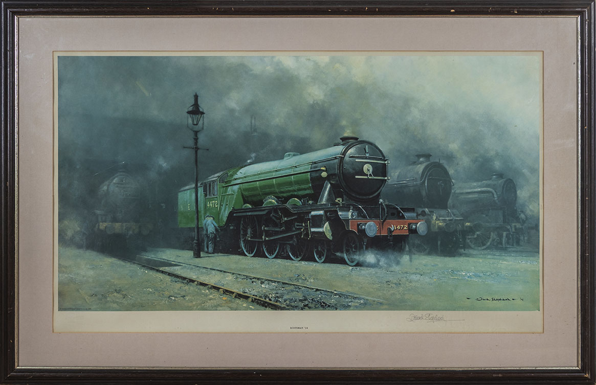 A framed print of The Flying Scotsman total size 65cm x 100cm