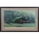 A framed print of The Flying Scotsman total size 65cm x 100cm