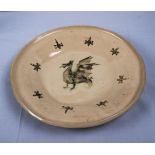 Large slipware dragon charger