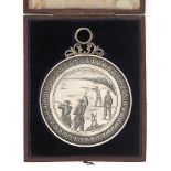 4th West York Volunteer Rifles Victorian 1860 London hallmarked silver prize medal Fine rare large