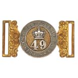 49th (Hertfordshire) Regiment of Foot Victorian Officer waist belt plate circa 1856-81. Good