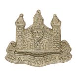 Cambridgeshire Regiment WW2 plastic economy cap badge. Good scarce Castle of Cambridge on title