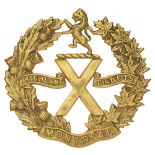 Canadian / Scottish. Montreal Highland Cadets glengarry badge. Good scarce die-stamped brass Maple