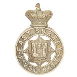 4th (Clapham Junction) VB East Surrey Regiment Victorian glengarry badge circa 1887-96. Good die-