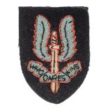 Special Air Service post war SAS cloth beret / cap badge. Good scarce embroidered example with stout