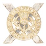 Scottish. Lowland Brigade 1962 hallmarked silver glengarry badge. Good die-cast motto circlet with