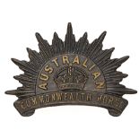 Australian Commonwealth Horse 2nd pattern Boer War slouch hat badge circa 1902. Good rare die-