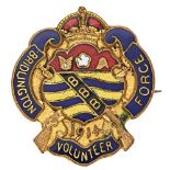 Bridlington Volunteer Force 1914 WW1 VTC mufti / lapel badge. Fine scarce enamelled crowned Town