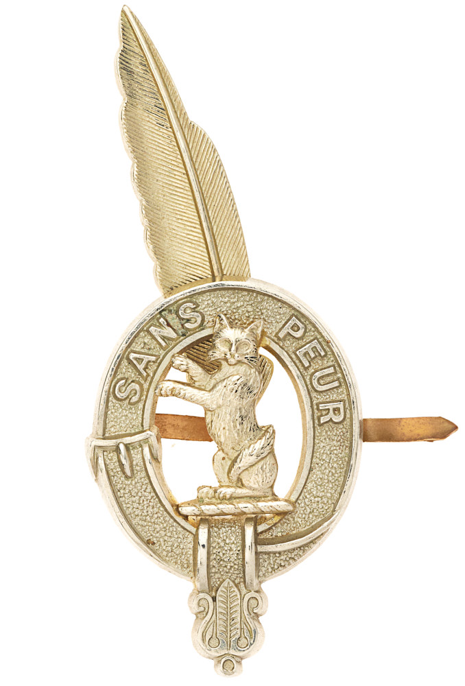 Scottish 5th Bn. Seaforth Highlanders post 1908 Subaltern glengarry badge. Fine rare die-cast nickel