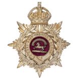 Kings Liverpool Regiment post 1908 Officer helmet plate . Good scarce die-stamped silver plated