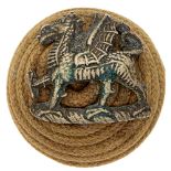 The Buffs, East Kent Regiment Officer buff cord boss bearing blackened badge. Badge being Dragon.