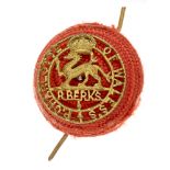 Royal Berkshire Regiment pre 1953 Officer red cord boss bearing gilt badge. Badge being crowned