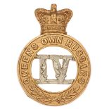 4th Queens Own Hussars Victorian cap badge circa 1896-1901. Good die-stamped crowned QUEENS OWN