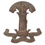 Leicestershire Yeomanry OSD cap badge circa 1916-22. Good die-cast bronze crest of Prince Albert