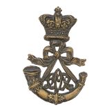 South Africa. Cape Mounted Rifles Victorian cap badge. Good die-stamped blackened brass crowned