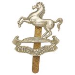 7th Bn. Kings Liverpool Regiment cap badge circa 1908-26 Good scarce die-stamped white metal rearing