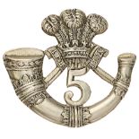 5th (Congleton) Cheshire Rifle Volunteers Victorian forage cap badge. Good scarce die-stamped