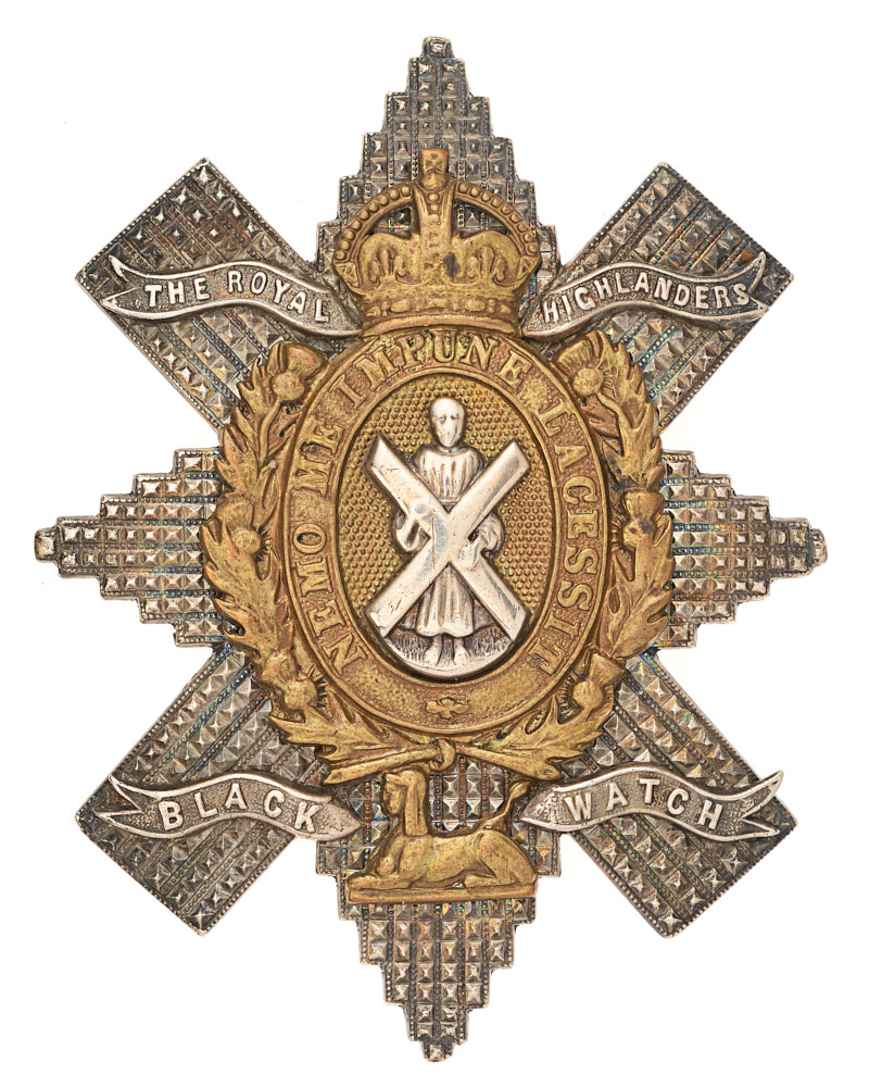 Scottish. Black Watch (Royal Highlanders) Officer glengarry badge circa 1901-36. Good die-cast
