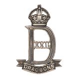 22nd Dragoons war raised cavalry WW2 Officer 1940 Birmingham hallmarked silver cap badge. Fine