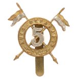 5th Royal Irish Lancers cap badge circa 1896-1922. Good brass QUIS SEPARABIT circlet superimposed on