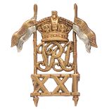 21st (Empress of Indias) Lancers Victorian upright lances cap badge circa 1899-1900. Good rare die-