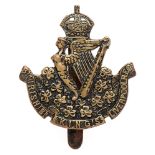 8th (Irish) Bn. Kings Liverpool Regiment cap badge circa 1908-22. Good scarce die-stamped blacked