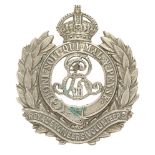 Royal Engineers (Volunteers) EDVII cap badge circa 1901-08 Good scarce die-stamped white metal