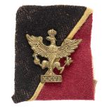 26th Hussars war raised cavalry WW2 1st pattern cap badge on pagri flash circa 1941. Good scarce