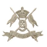 9th (Queens Royal) Lancers Victorian cap badge circa 1896-1901. Fine scarce die-stamped white