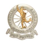 National Motor Volunteers WW1 VTC cap badge. Good scarce die-stamped brass figure of Mercury mounted