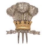 10th Royal Hussars Officer silver tent cap badge circa 1926. Good scarce die-cast silvered Prince of