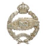 Royal Tank Regiment 1924 beret badge. Good scarce die-stamped white metal crowned laurel sprays