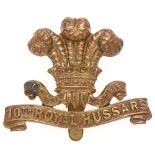 10th Royal Hussars WW1 brass economy cap badge circa 1916-18. Good scarce die-stamped Prince of