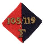 105/119 Field Battery, 31st Field Regiment Royal Artillery WW2 cloth pagri badge. Good rare short-