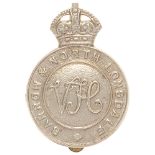 Barrow & North Lonsdale VTC WW1 cap badge. Good scarce die-stamped white metal crowned circlet