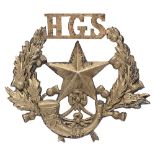 Hutchesons Grammar School Cadet Corps, Glasgow Scottish glengarry badge. Good rare die-cast silvered