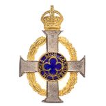 British Army Officiating Chaplain's pre 1953 scarf badge. Fine large die-cast silvered, gilt and