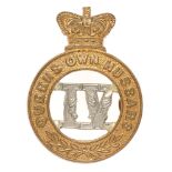 4th Queens Own Hussars Victorian cap badge circa 1896-1901. Good scarce die-stamped crowned QUEENS