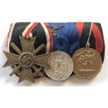 German Third Reich Luftwaffe group of three of medals. 1939 War Merit Cross 2nd Class with