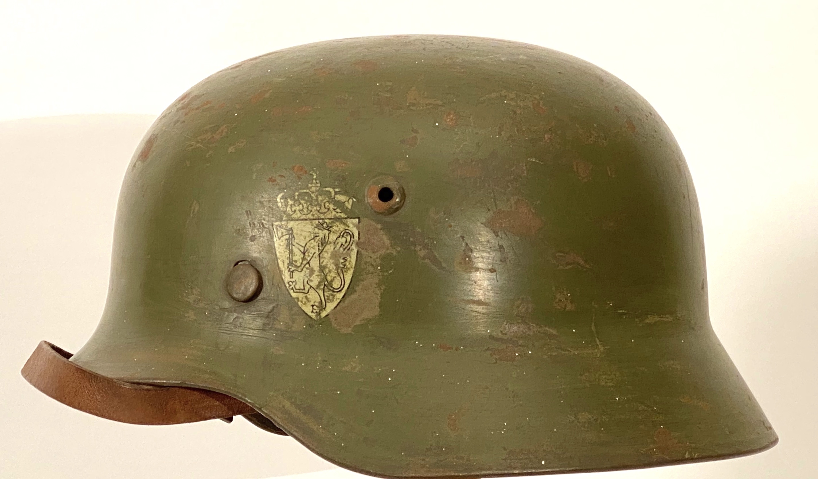 Norwegian Army (WW2 German) Steel Helmet. A good example of the WW2 German turned edge helmet