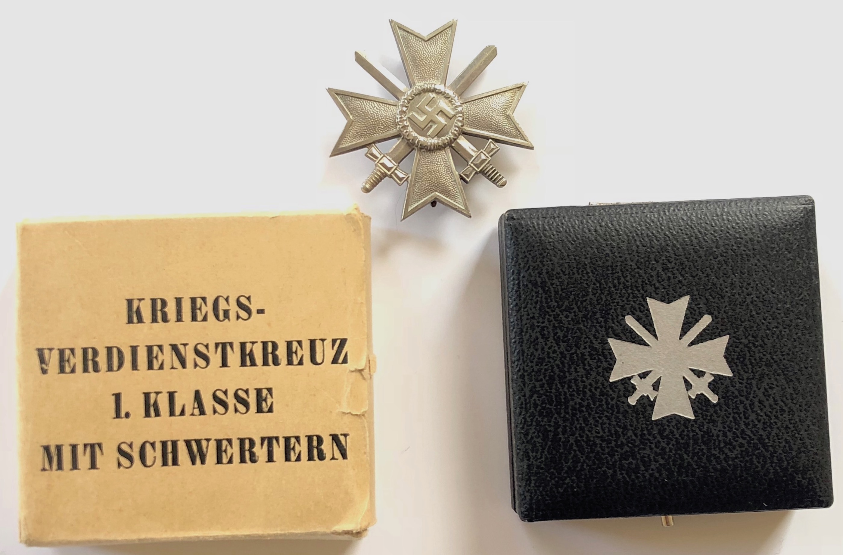 German Third Reich cased 1939 War Merit Cross 1st Class with swords with cardboard outer box by