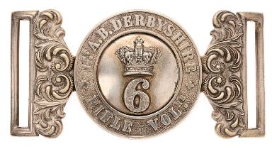 1st Admin Bn. Derbyshire Rifle Volunteers Victorian Officer waist belt clasp circa 1860-80. Fine