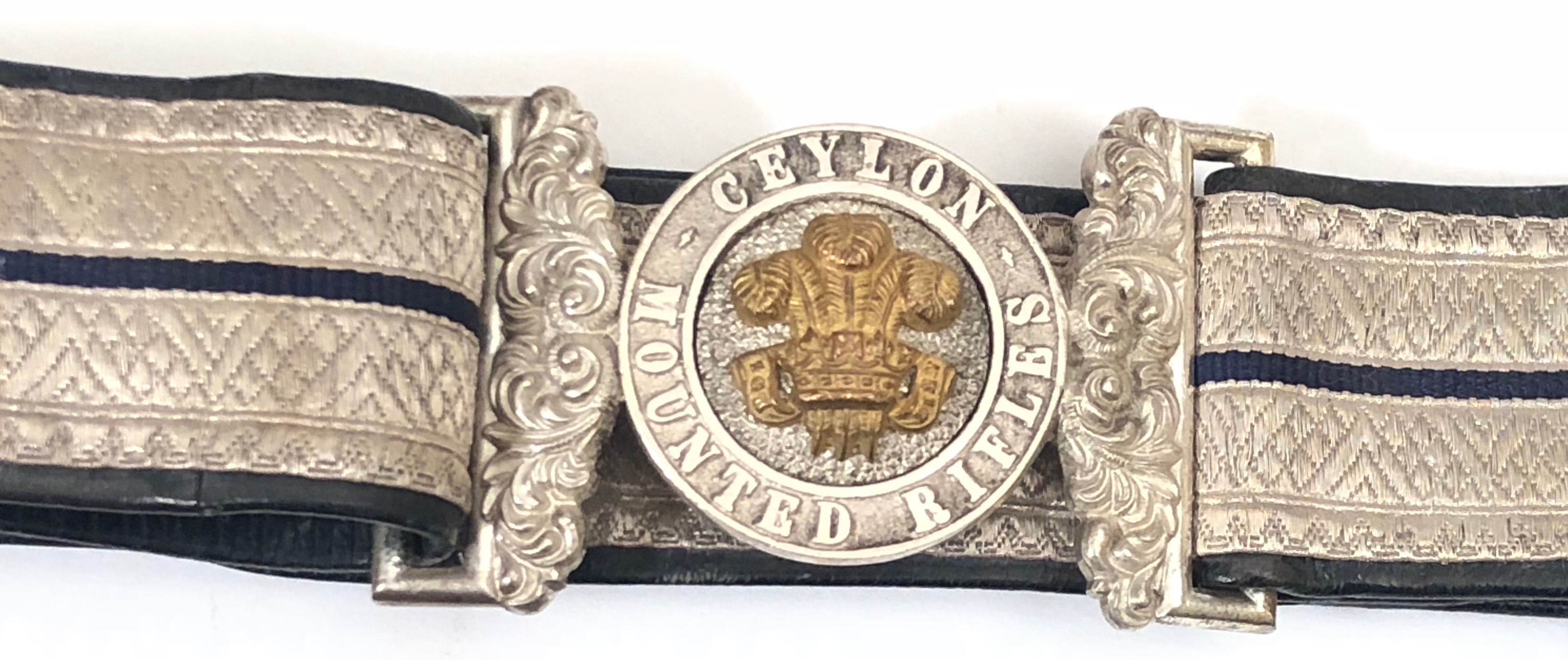 Ceylon Mounted Rifles Officer sword belt. Fine scarce example by Hobson and Sons (London)